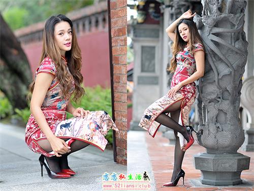 [街拍丝足]098-台湾腿模 张巧 旗袍黑丝高跟美腿【54P/94M】