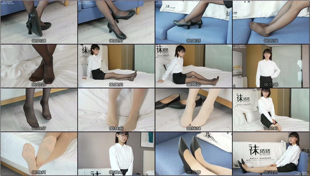 [袜啵啵] 436期 糯米-OL制服、两双平底鞋、薄黑丝-脚尖透明款、厚肉丝(带视频)【150P+1V/6.52G】