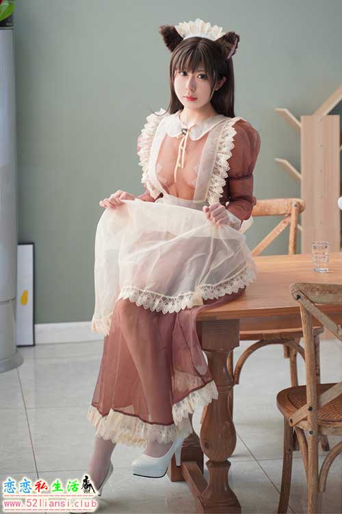 [美图精选]1496-虎森森-棕色透明女仆【35P/75M】